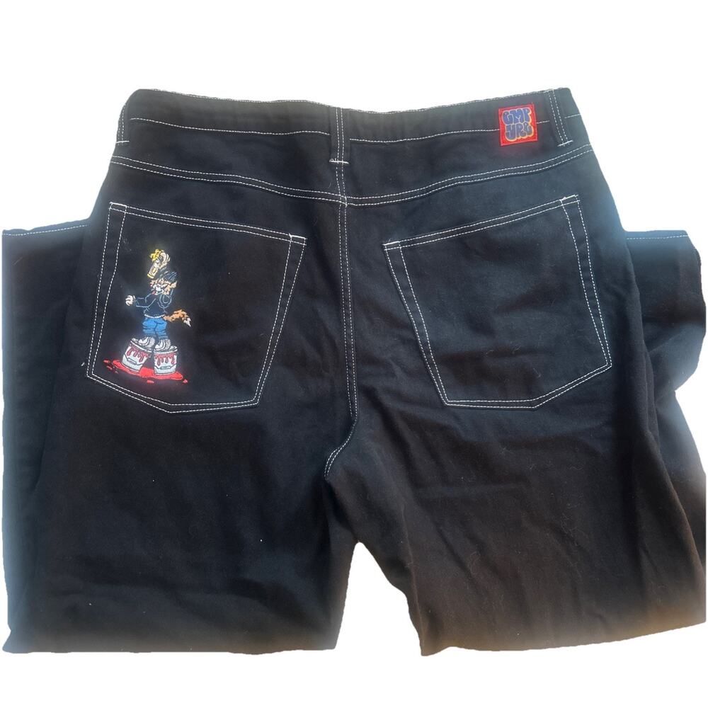 Empyre Graffiti Cat Black Ultra Loose Skate Jeans Men’s Size 38 Y2K